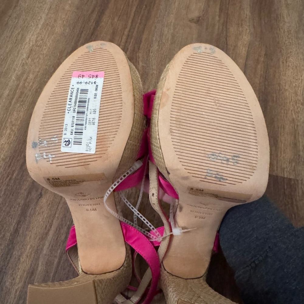ANTONIO MELANI Fuchsia and Tan Platform Sandals - Picture 2 of 2